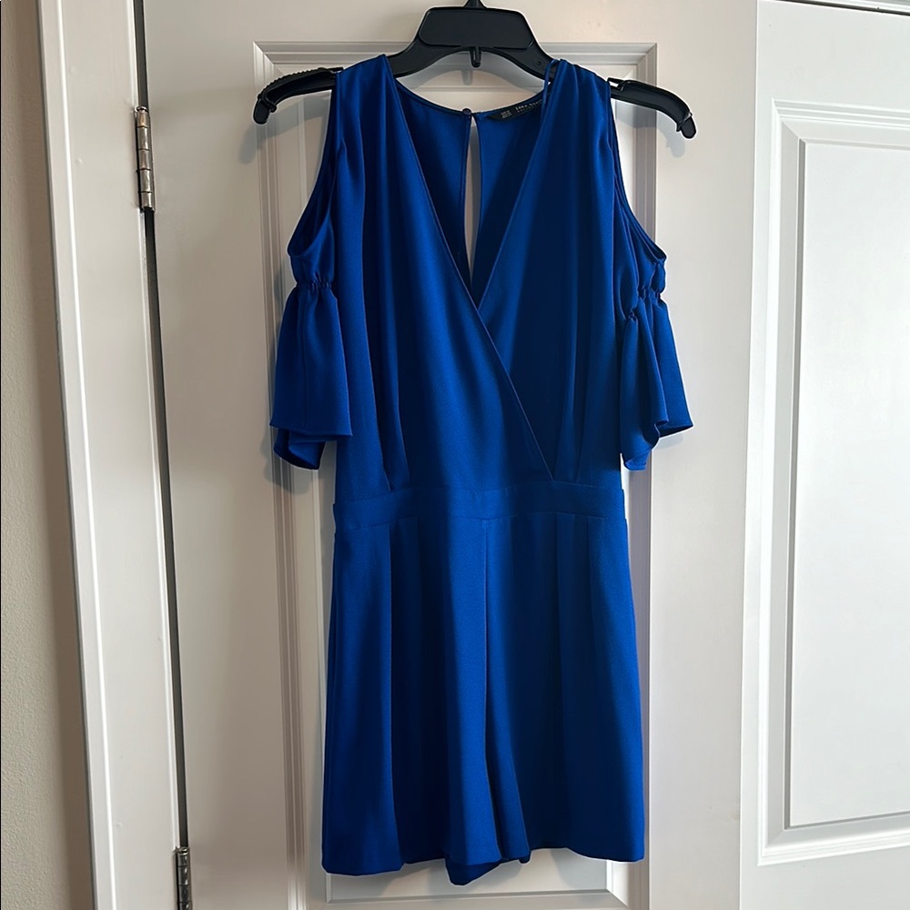 Blue Cold Shoulder Romper